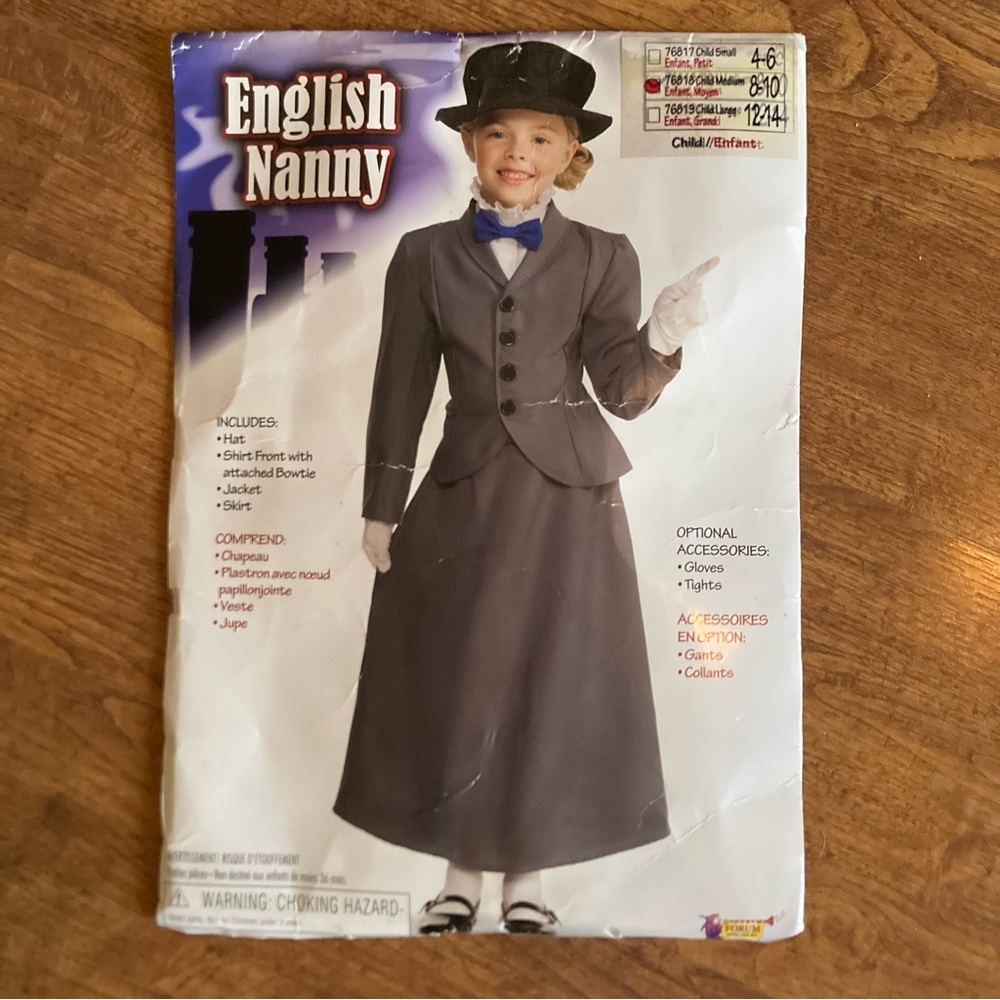 English Nanny Costume,  girls size medium (size 8-10)